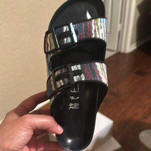 Birkenstock Arizona Pap French Piping Multi Turquoise size 8